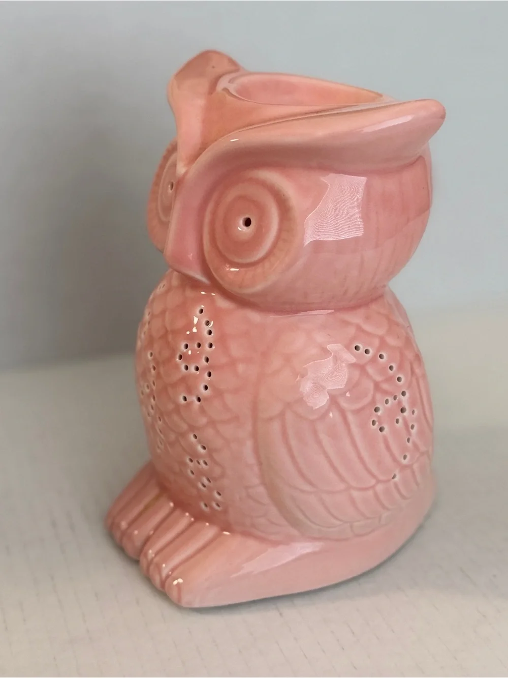 Pink Ceramic Owl Tea light Diffuser